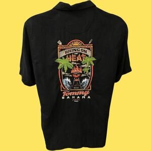 Tommy Bahama Bring On The Heat Embroidered Silk BBQ Shirt Camp Large